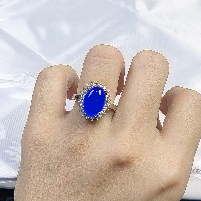 【聚宝严选】B45帕蓝鹅蛋戒指时尚精美精致气质百搭lj