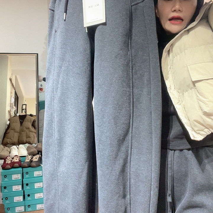 大瑶瑶同款拼接腰头灰色大码