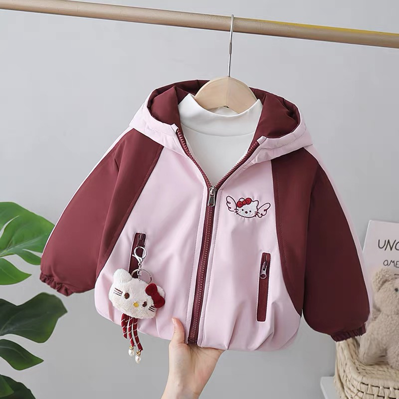 560哈哈家 女童冬季新款洋气韩版卡通时髦加绒加厚保暖冲锋衣