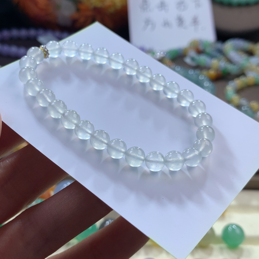 翡翠手链未镶嵌冰波种白冰卡6.1