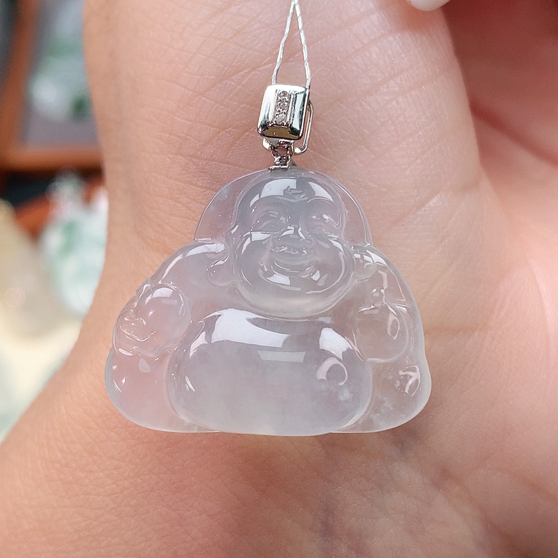 颈饰18K金镶嵌翡翠佛公