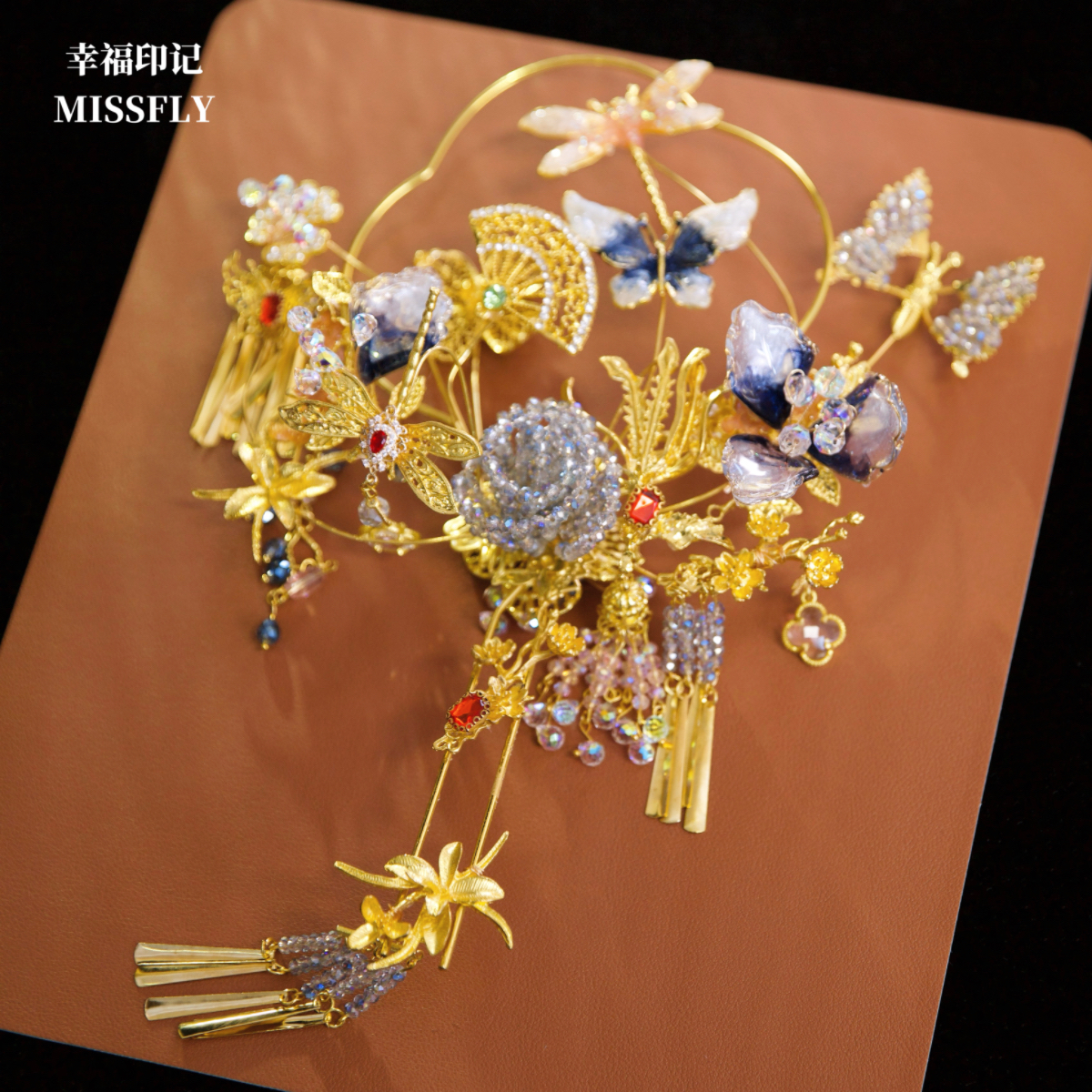 闺蜜结婚礼物喜扇新娘浅色蓝色秀禾旗袍汉服工艺扇小团扇道具饰品