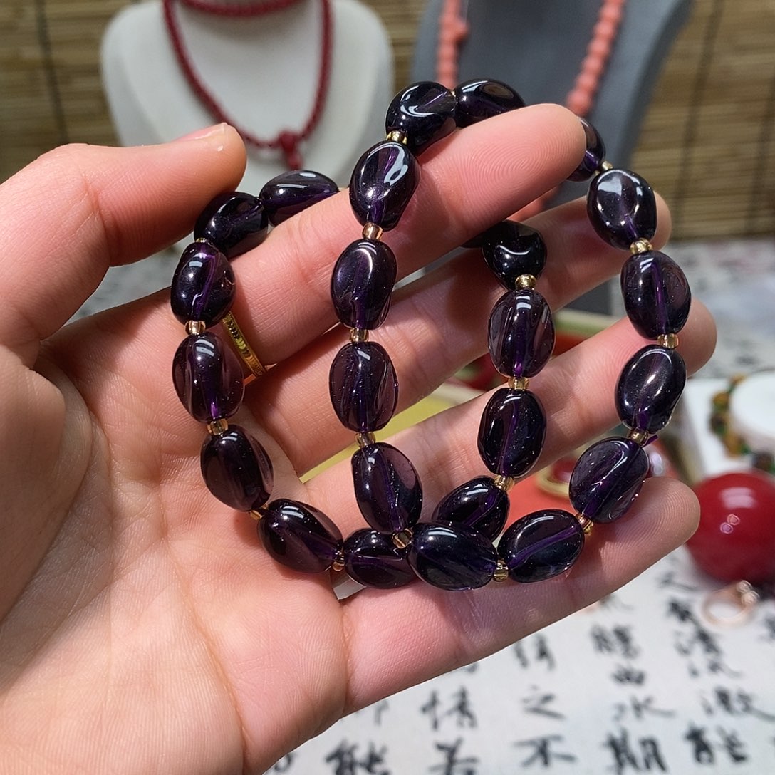 非金属紫某晶手链