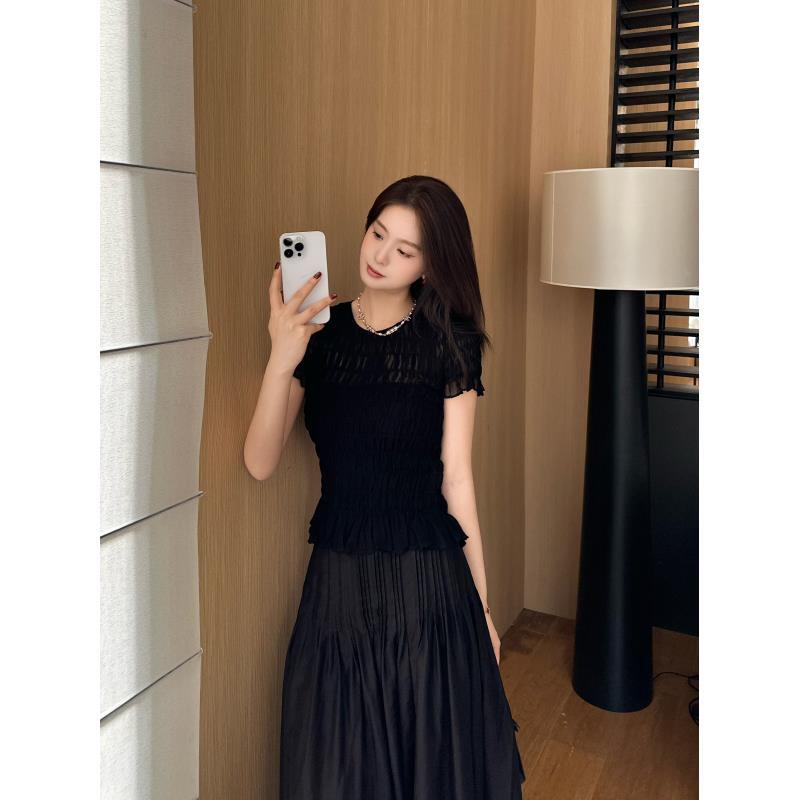 LUOZHIYIN/罗知音T112669F针织休闲宽松型圆领短袖打底T恤