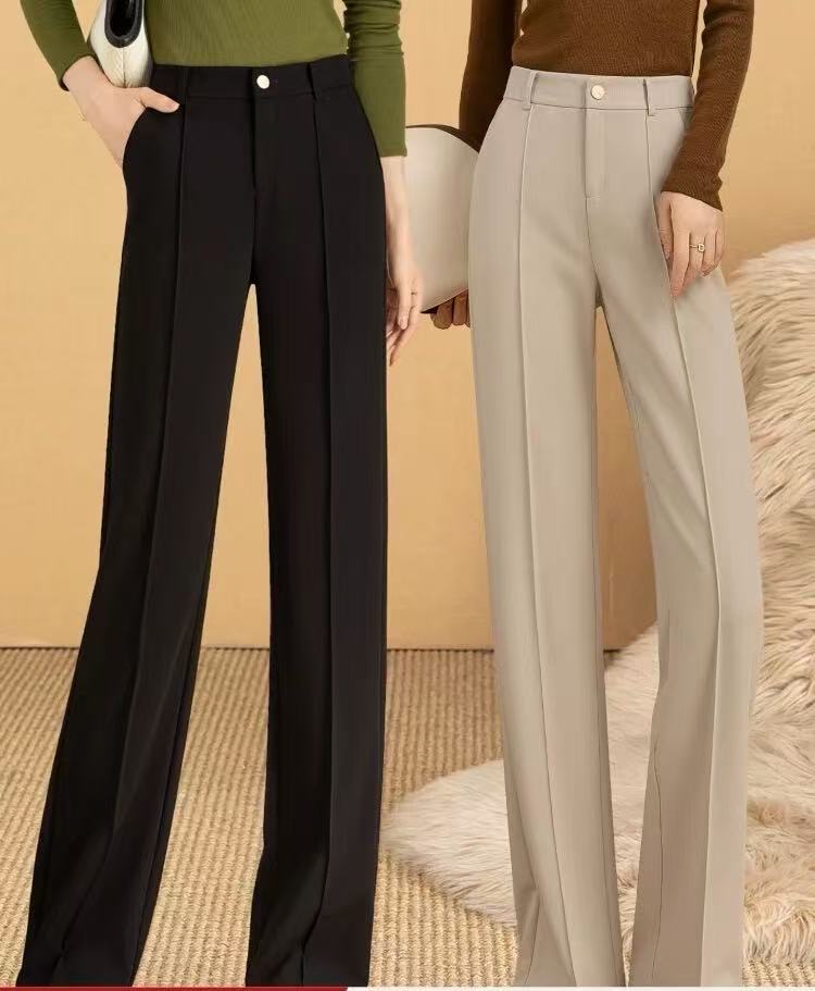 460#拖地直筒裤高腰休闲裤宽松时尚春秋阔腿裤