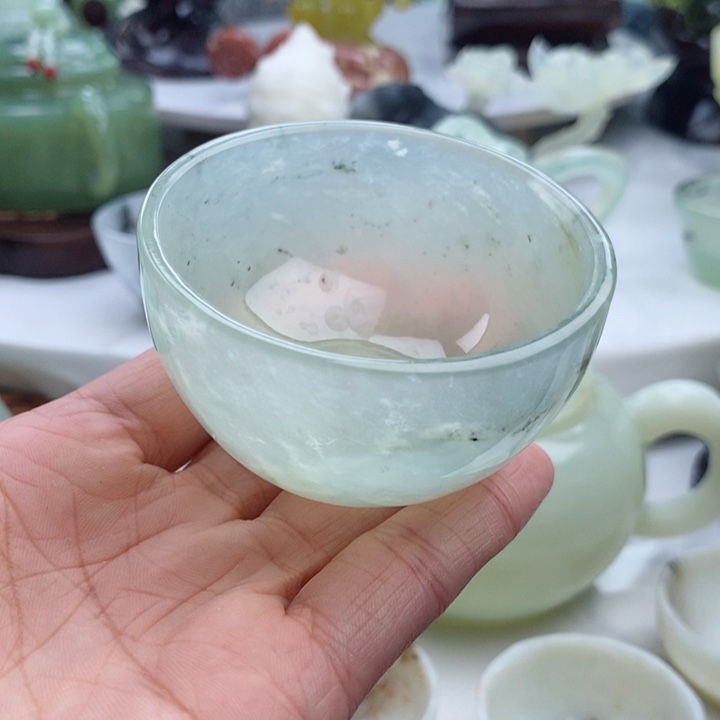 岫玉四大名玉茶杯60c c未镶嵌
