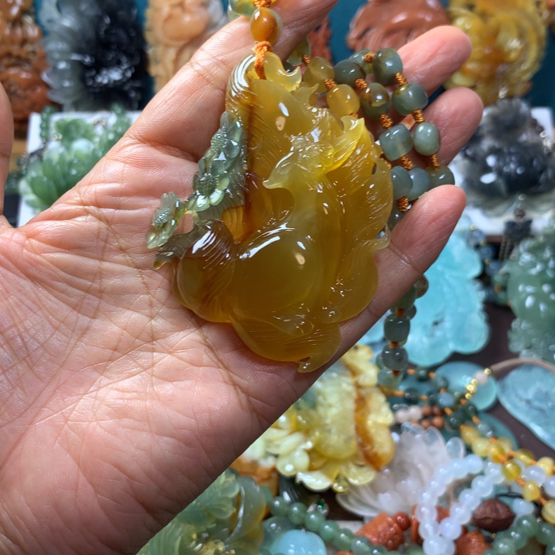 海***浪蛇纹石玉未镶嵌挂坠