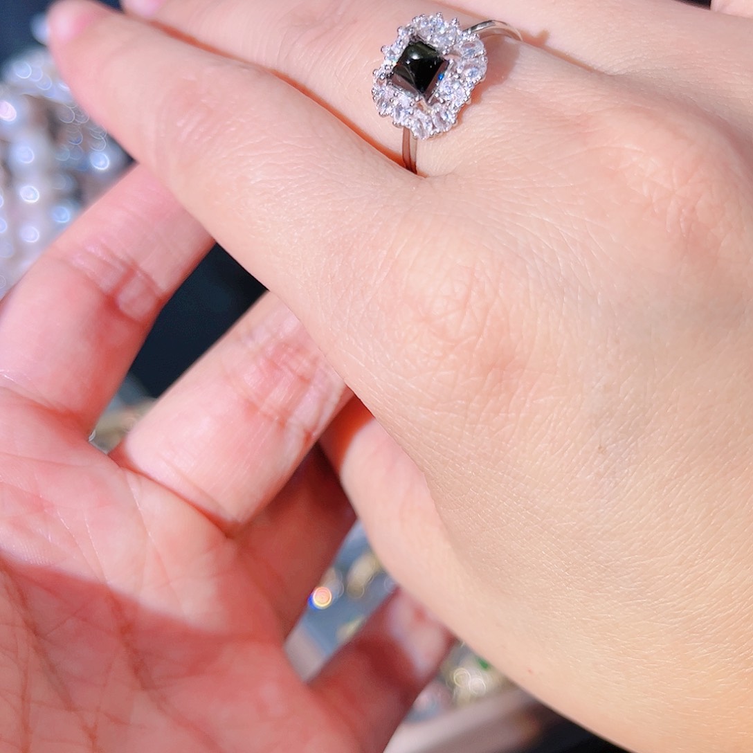 碧玺戒指银S925镶嵌戒指