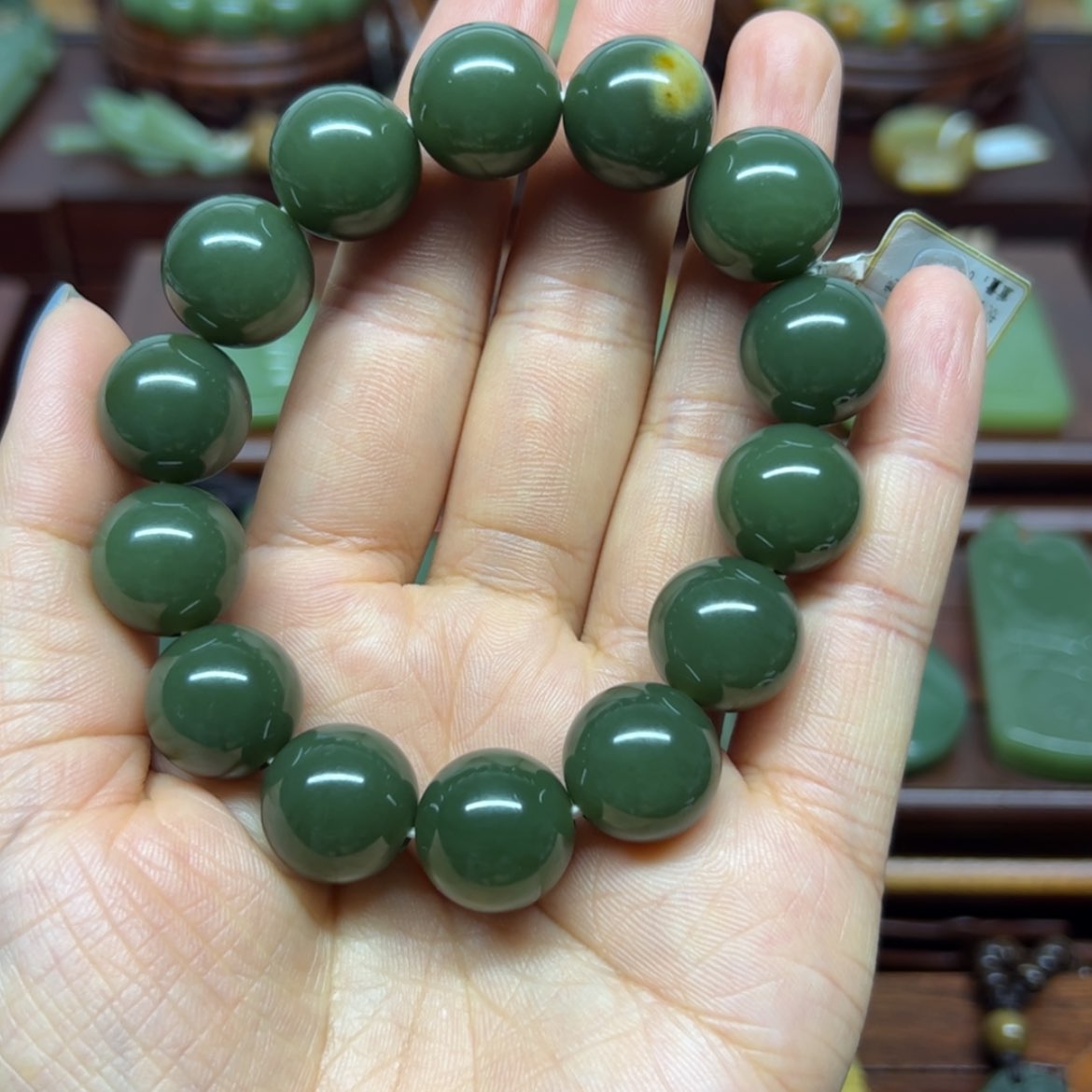 【闪购商品】岫岩河磨玉（透闪石质玉）手链未镶嵌崔*