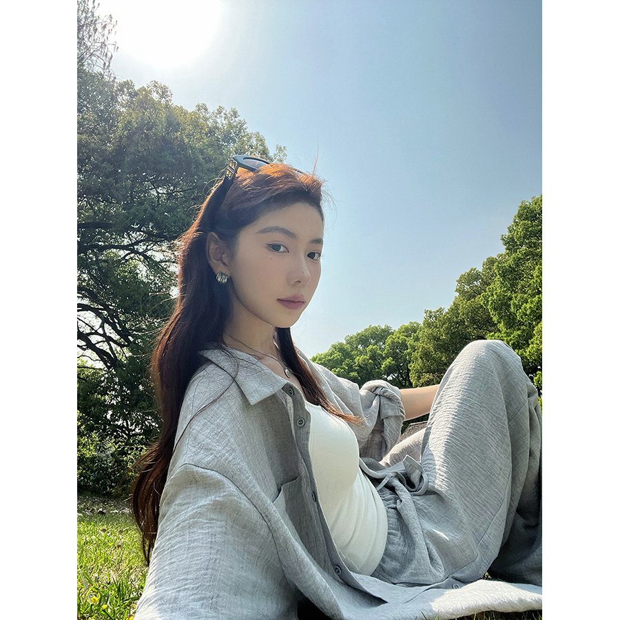 张贝贝 午后南阳 双色亚麻 松弛老钱休闲套装