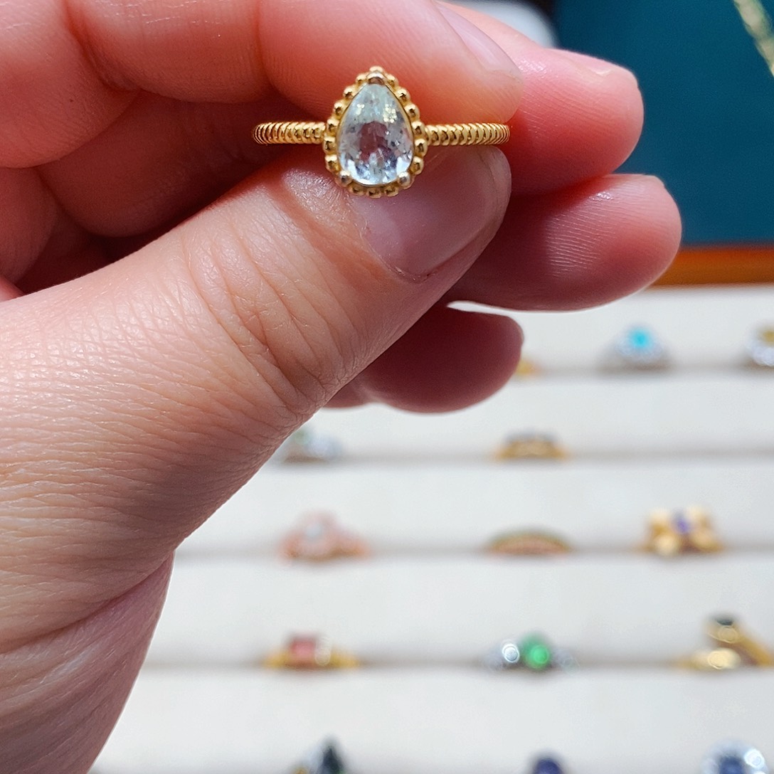 海蓝宝石戒圈银S925镶嵌