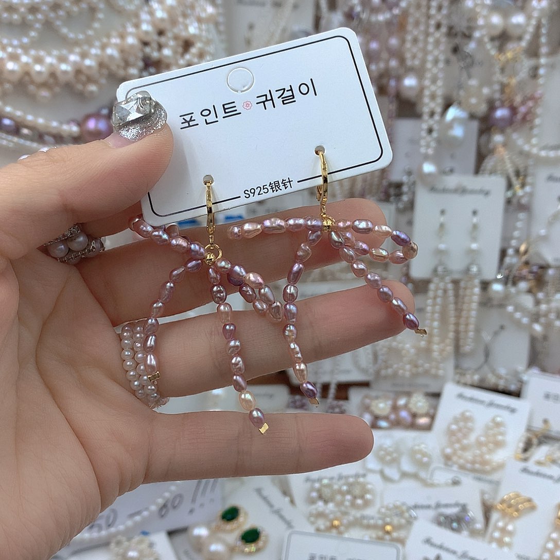 银S925镶嵌淡水珍珠耳饰