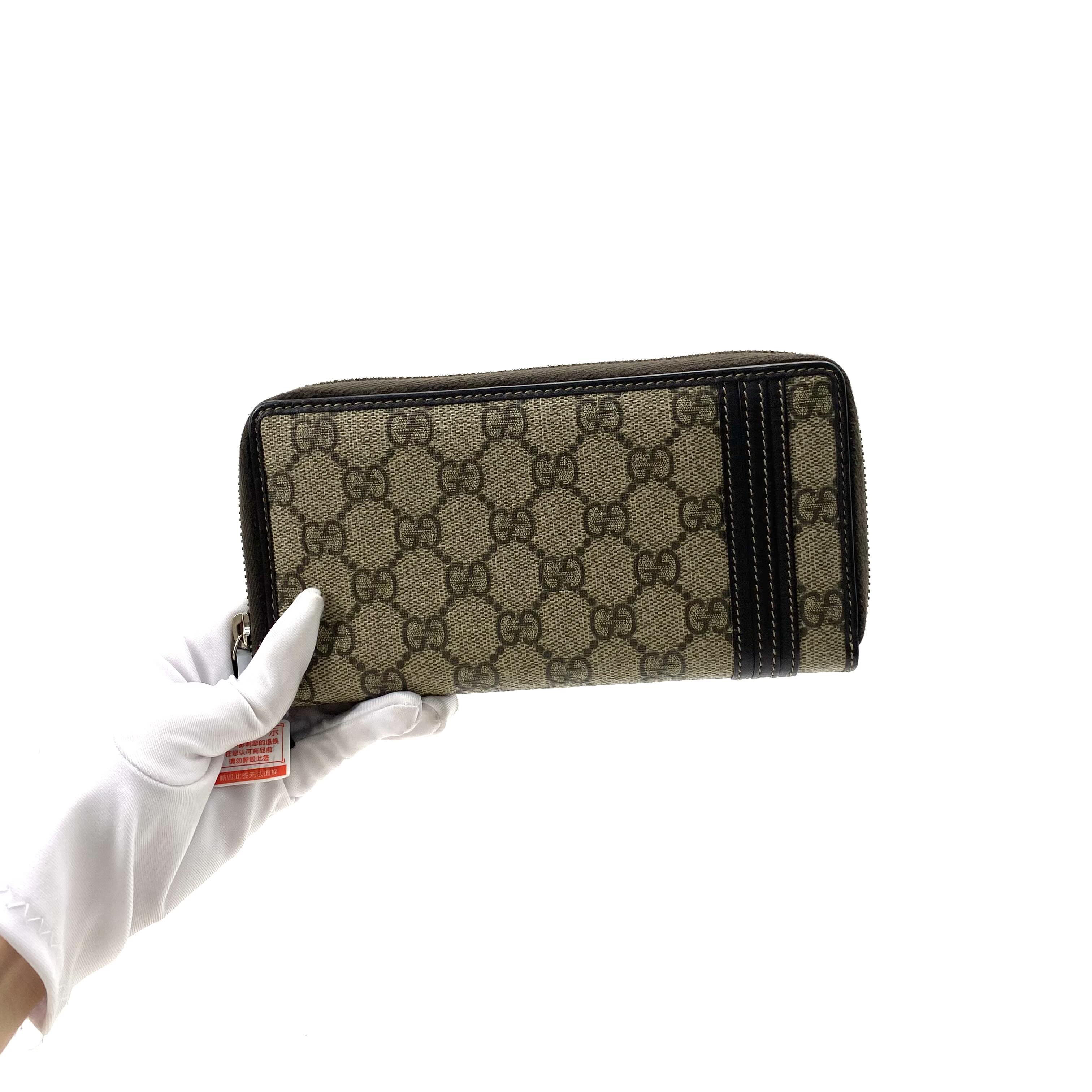 95新 GUCCI/古驰 经典老花拉链钱包 尺寸20/10 