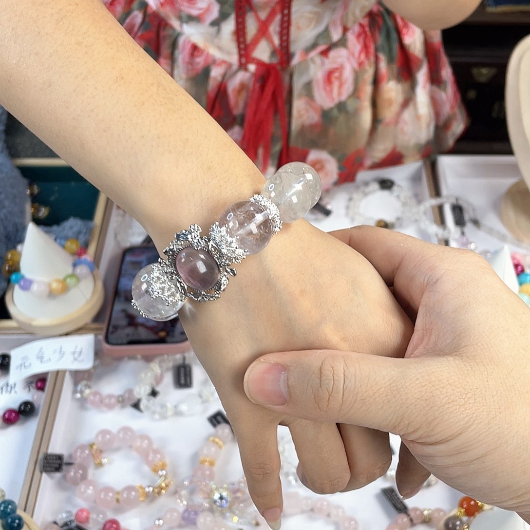 水晶手链银S925镀金镶嵌