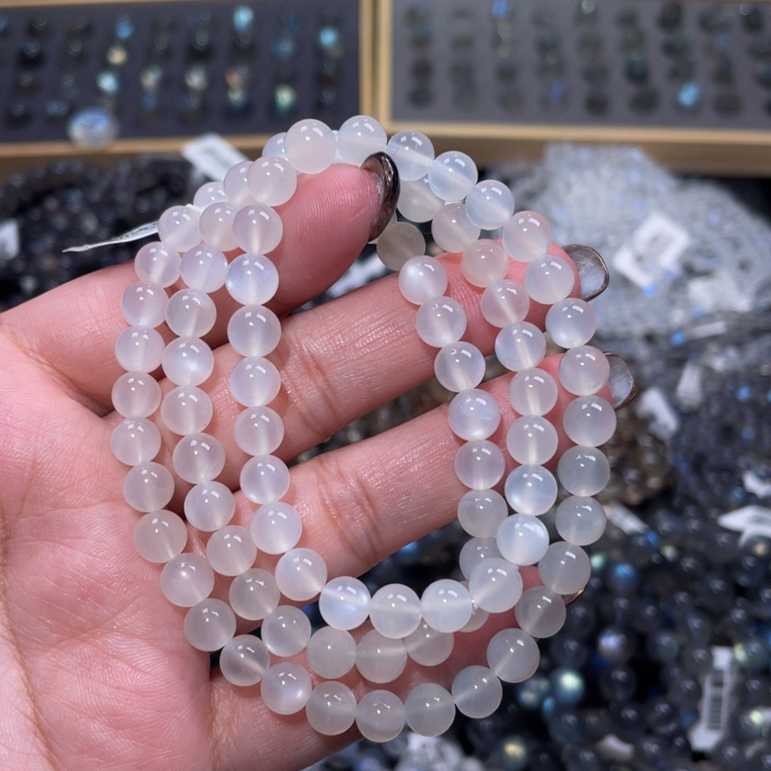 月光石手链未镶嵌白月光手链多圈6.5mm