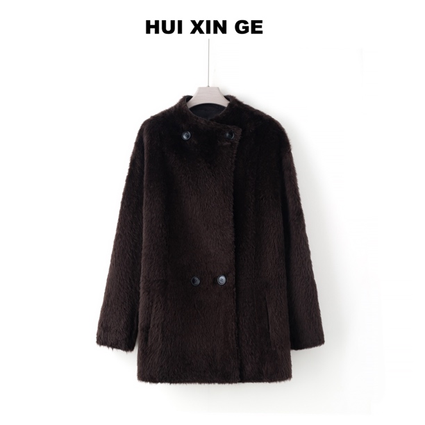 徽歆阁 2025冬款西班牙老钱风双面穿拉贡皮草皮毛一体奢华外套