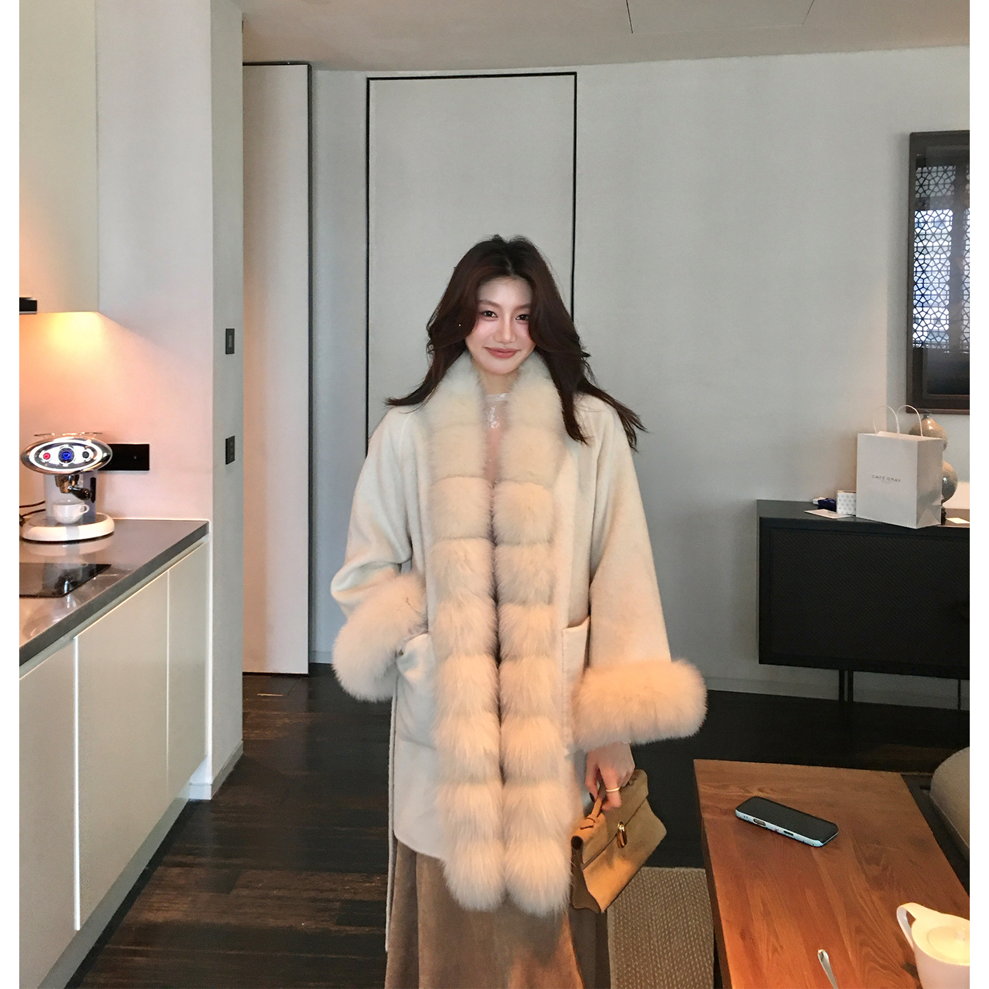 【ALONESAVOR】龍喜儿 丹麦雪境100%纯羊毛呢大衣长外套V321