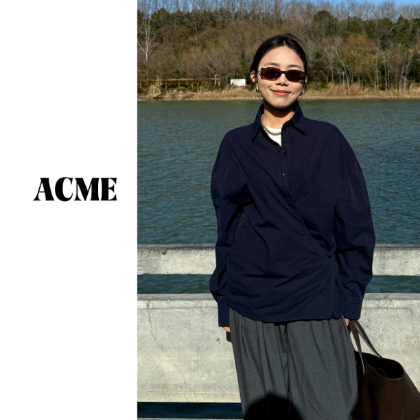 ACME“lema*rie极简主义”日本棉斜门襟盐缩工艺衬衫