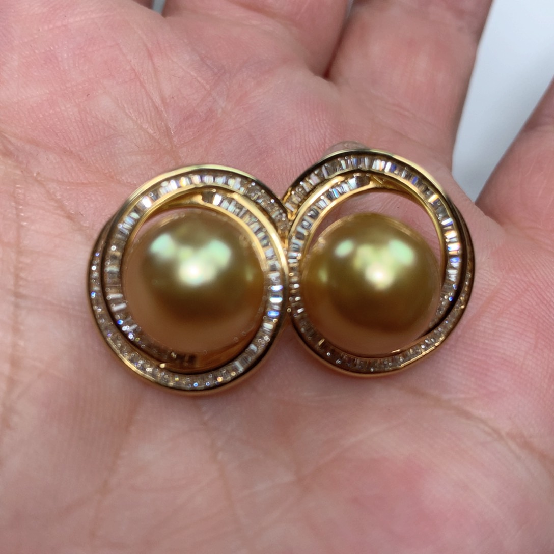 海水珍珠耳饰银S925镶嵌