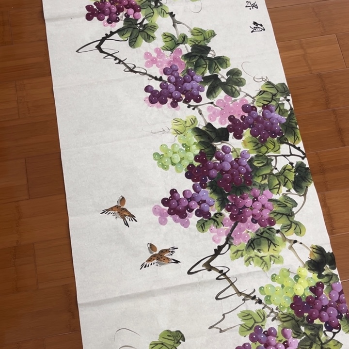 国画六尺180/68厘米葡萄