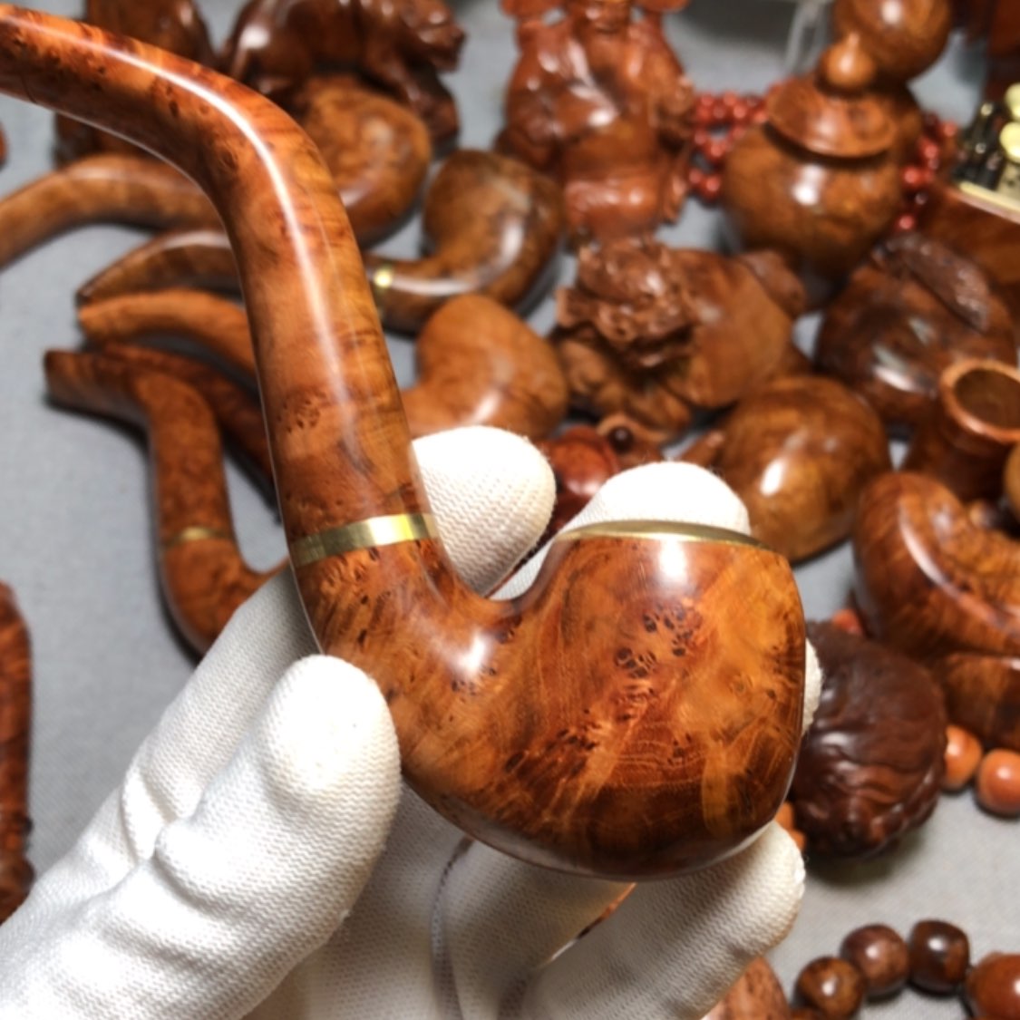 【闪购商品】木麻梨疙瘩火琉璃手把件