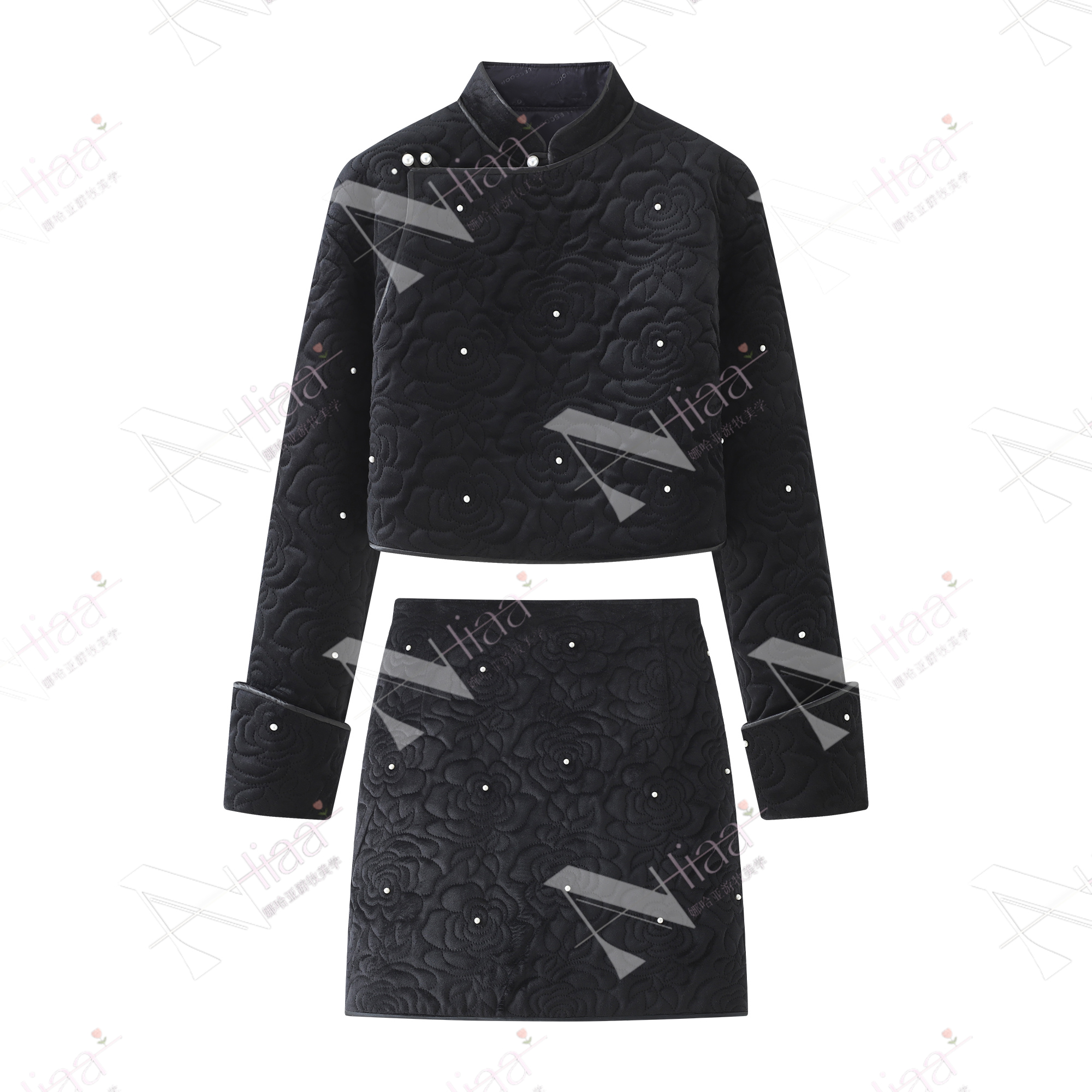 游牧风黑色珍珠女士套装高级感小香风百搭经典休闲设计师