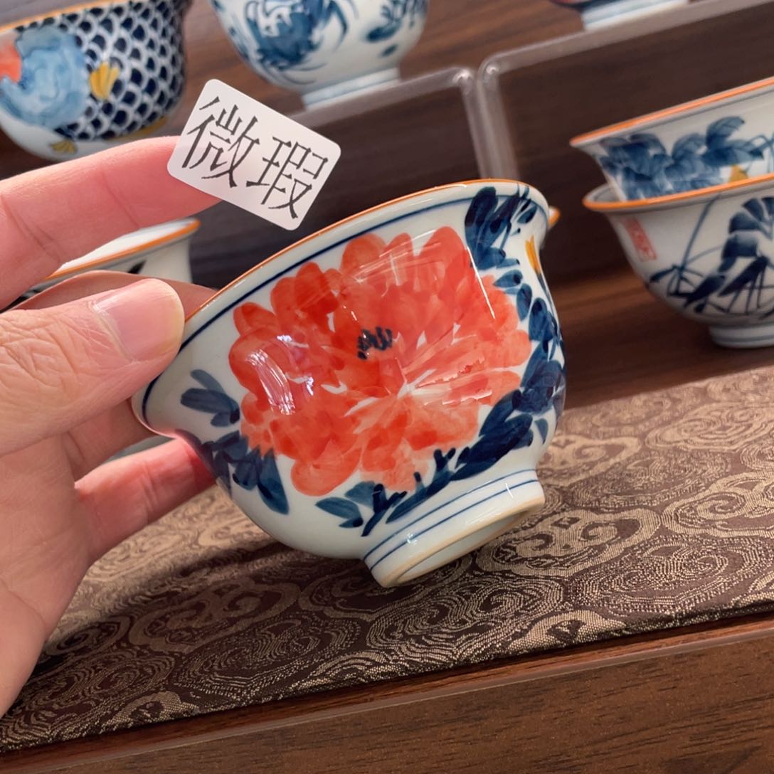 釉下手绘茶具微瑕