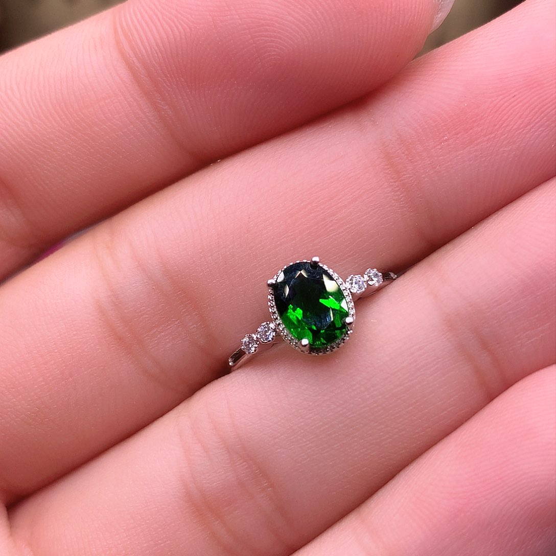 透辉石戒指银S925镶嵌