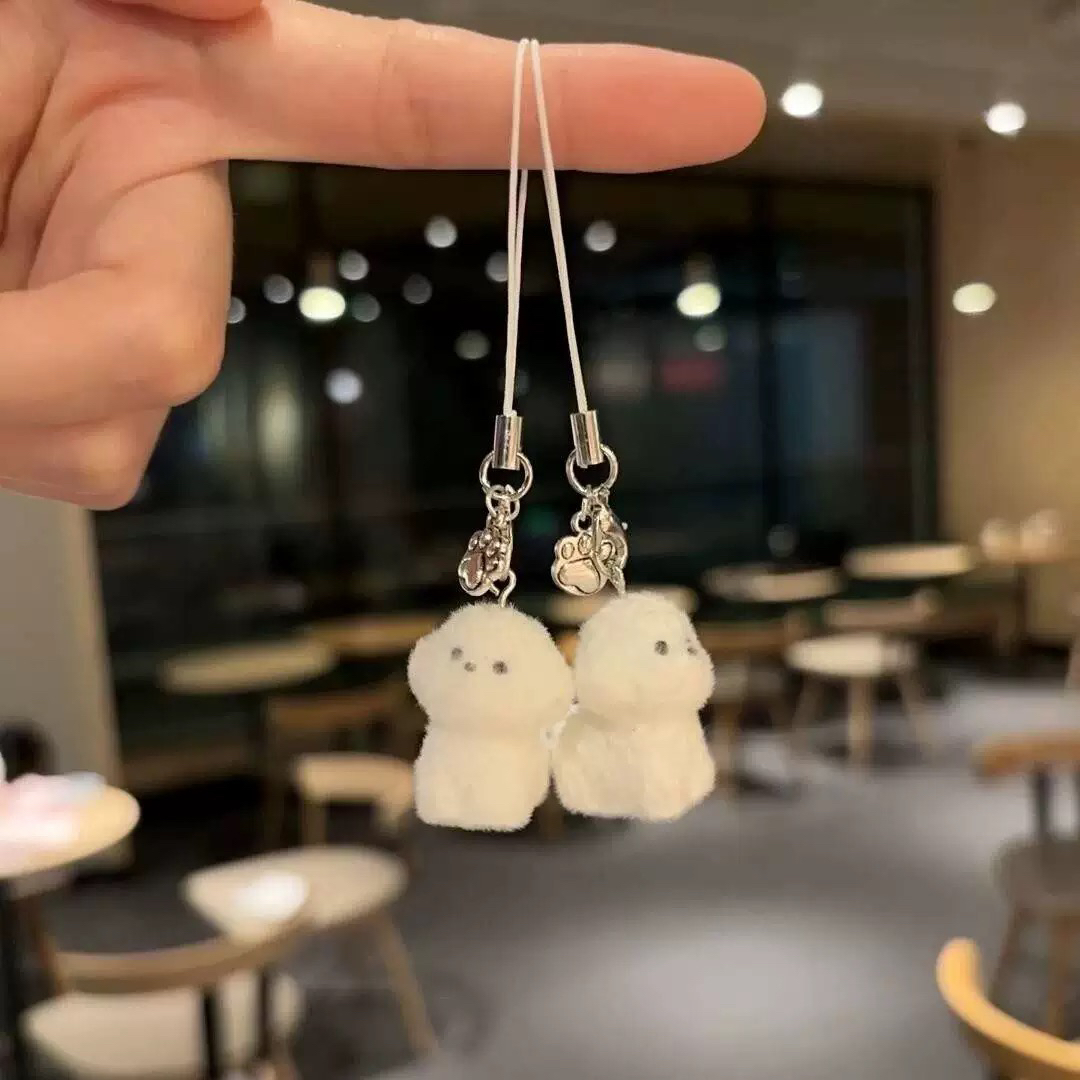 萌宠钥匙扣小动物挂件卡通包包挂饰植绒立体可爱手机吊坠套装