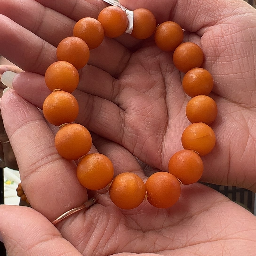 裸石琥珀未镶嵌橘皮手串13mm