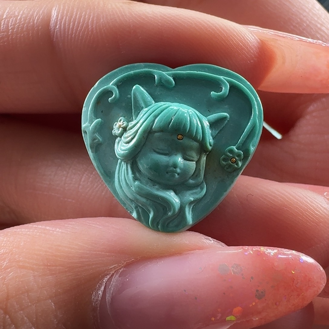 绿松石未镶嵌吊坠(不含链)爱心女孩