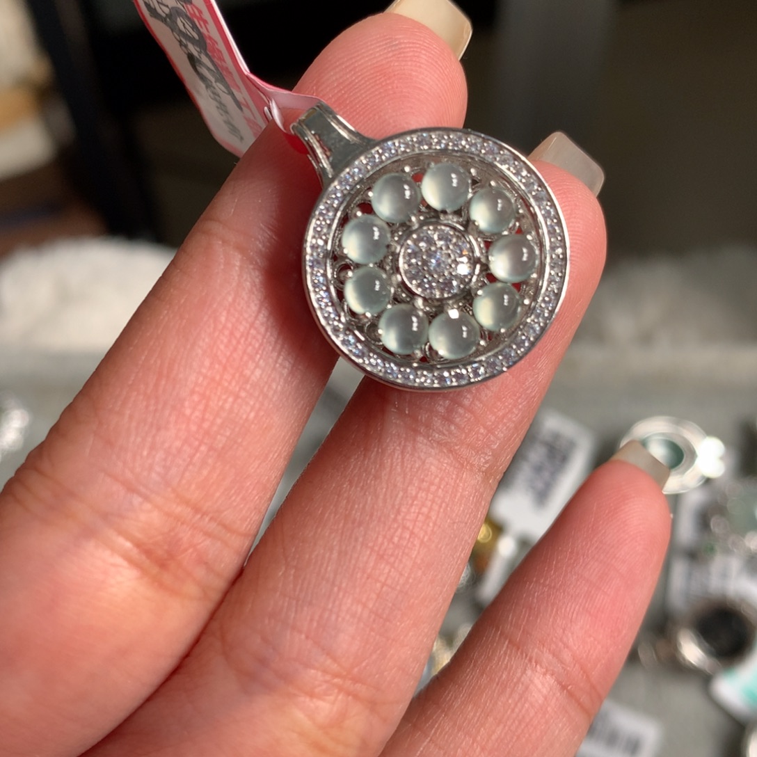 翡翠银S925镶嵌颈饰吊坠