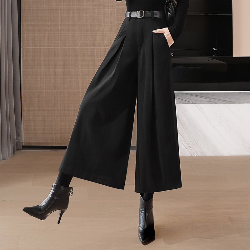 丝柏舍2025秋装新款女时尚垂感宽松高腰纯色阔腿休闲裤S33B3530K