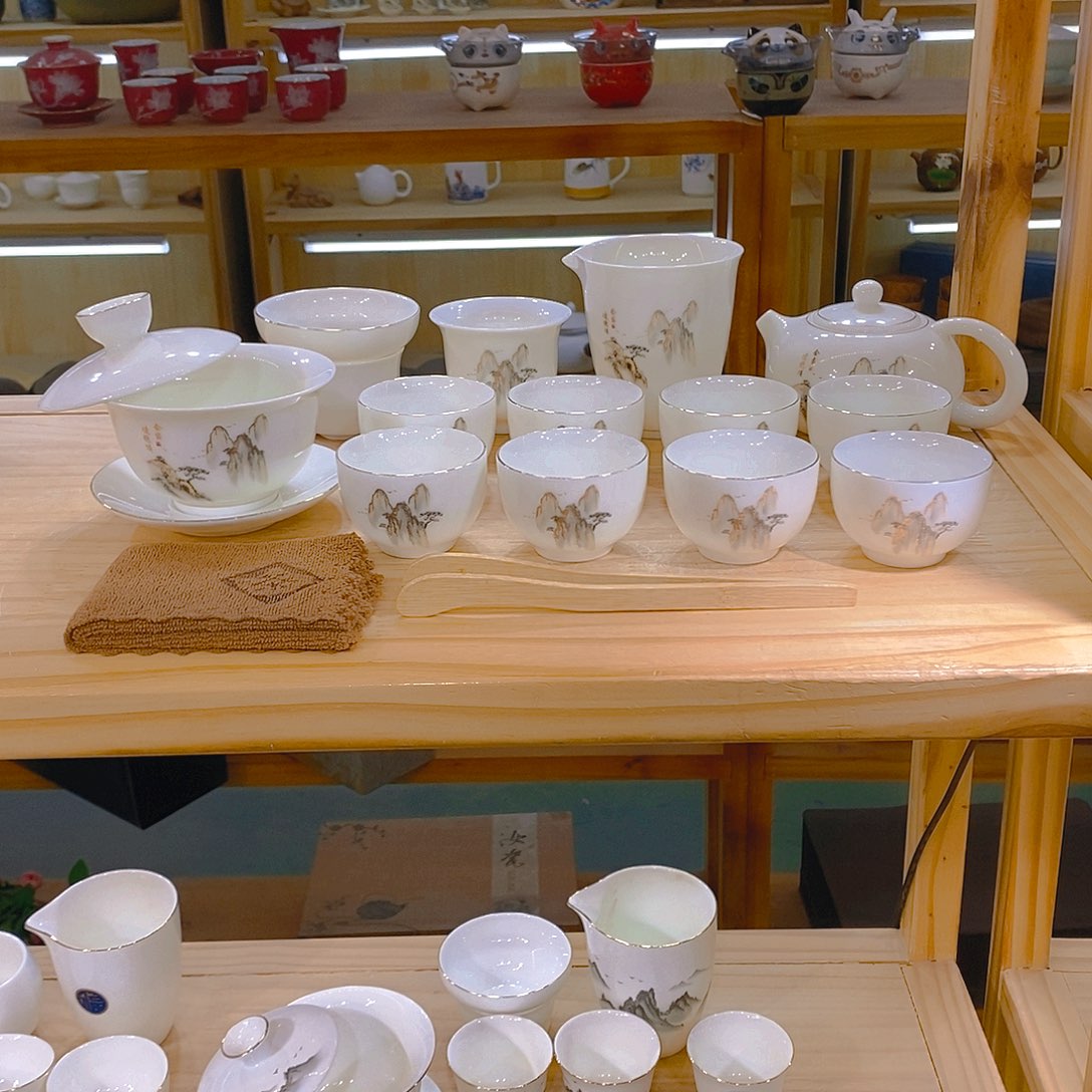 【不止】羊脂玉瓷茶具套装