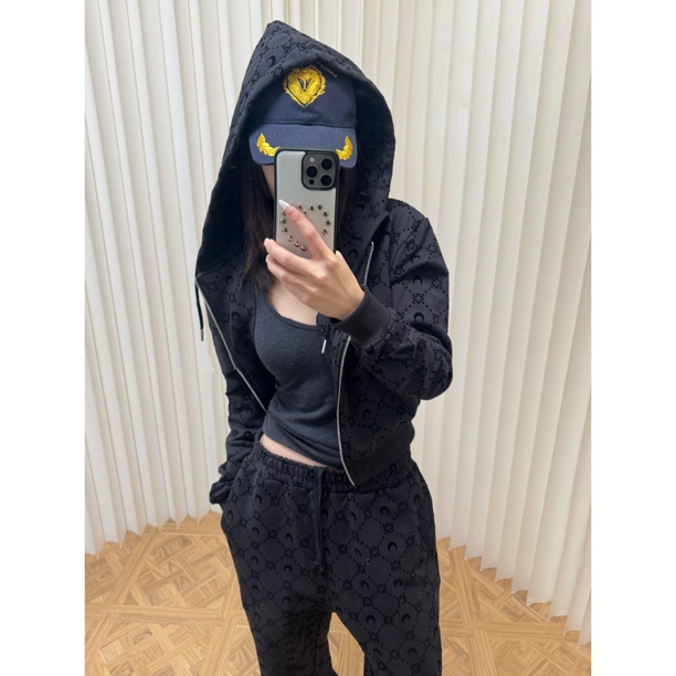 BBCUTE/ 满印植绒 立体印花 拉链卫衣套装 