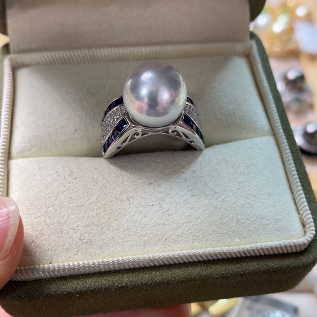 海水珍珠戒指银S925镶嵌