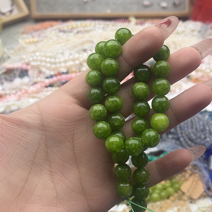 玛瑙/玉髓珠宝半成品未镶嵌一条10mm左右橄榄石