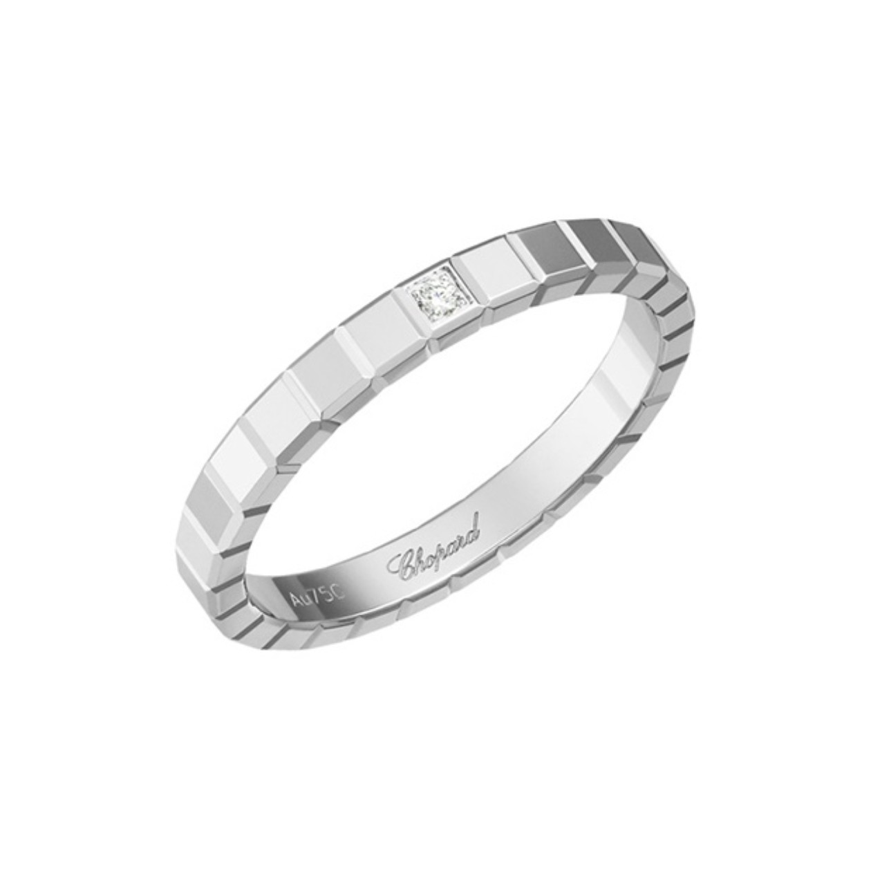 99新 Chopard/萧邦 萧邦冰块单钻戒指宽版 57号 12104164