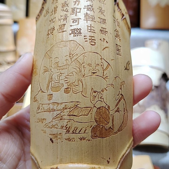 竹風*竹雕雅集图茶则