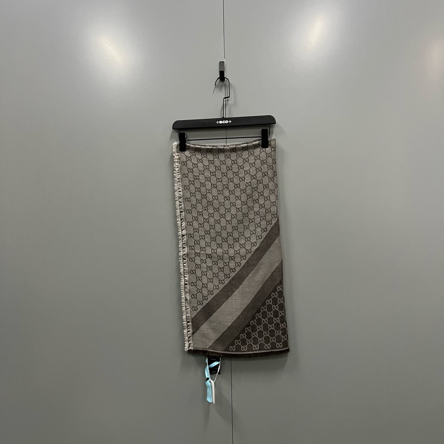 99新 GUCCI/古驰 (ll) 满印GG流苏羊毛围巾 均码/205854
