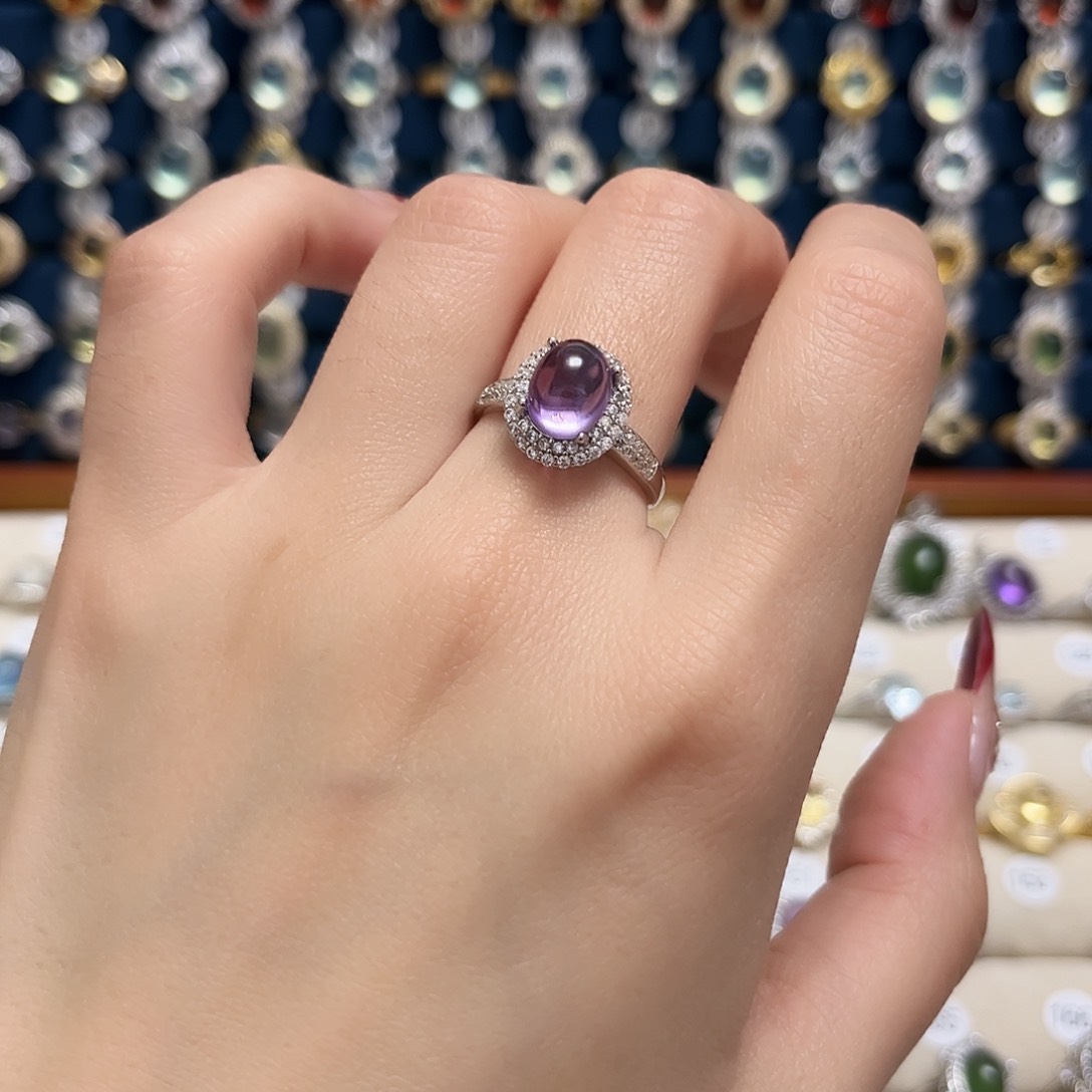 紫晶女款银S925镶嵌戒指