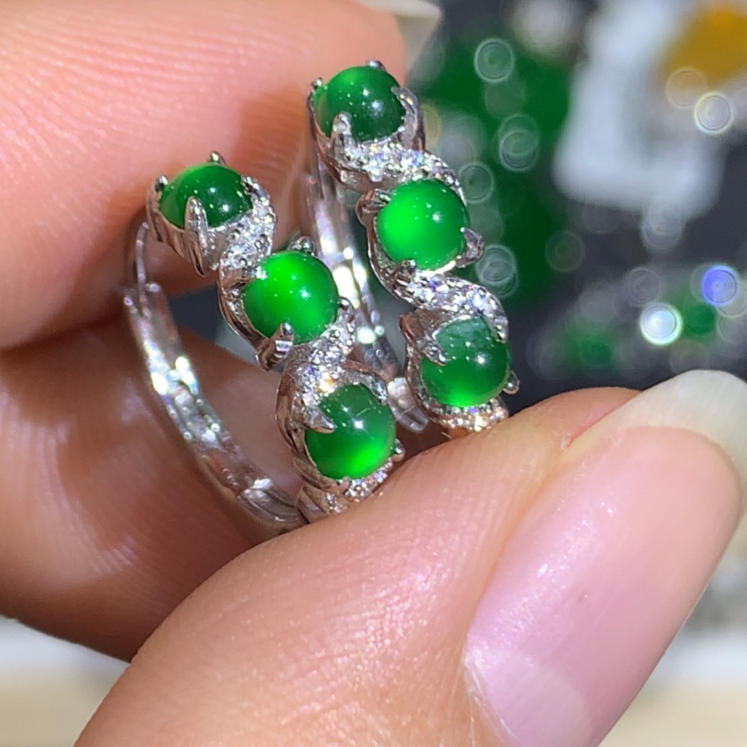 翡翠耳饰银S925镶嵌8、