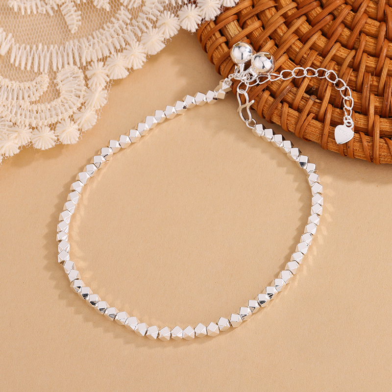 足银脚链 碎银子波光粼粼气质百双搭铃铛脚链