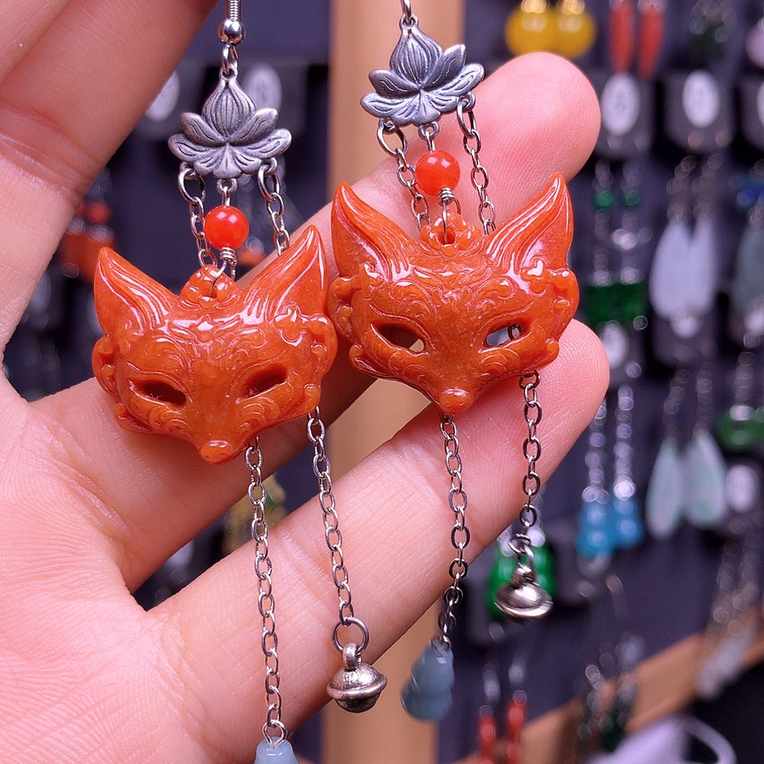 银S925镶嵌翡翠耳饰