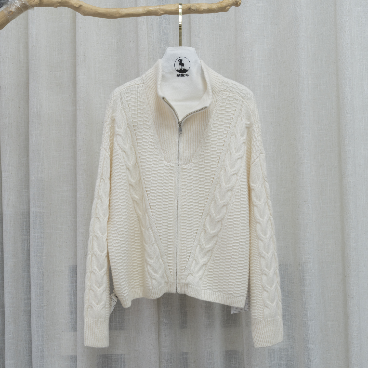 【晨粉专享价】藏里羊 秋冬拉链领纯羊绒衫长袖宽松纯色毛衣M0545