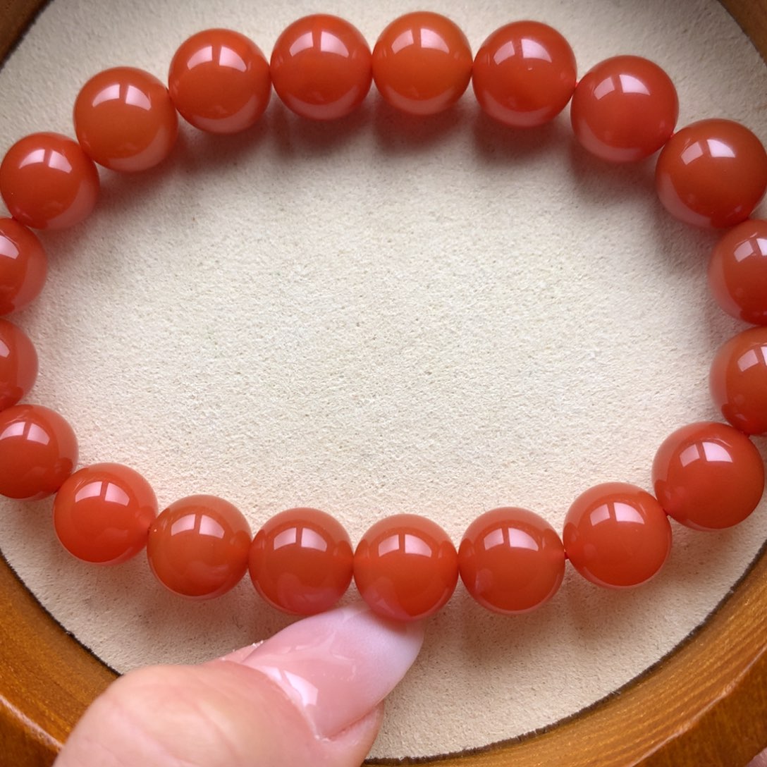 马***华南红玛瑙未镶嵌保山天然原矿南红10mm+手串
