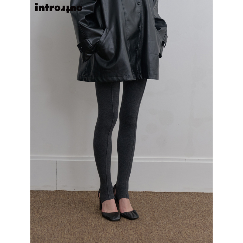 introutro中线羊毛打底裤高腰踩脚秋冬纯色百搭可外穿连裤袜女