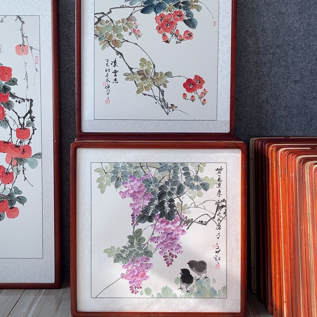 国画书画作品带框63×63