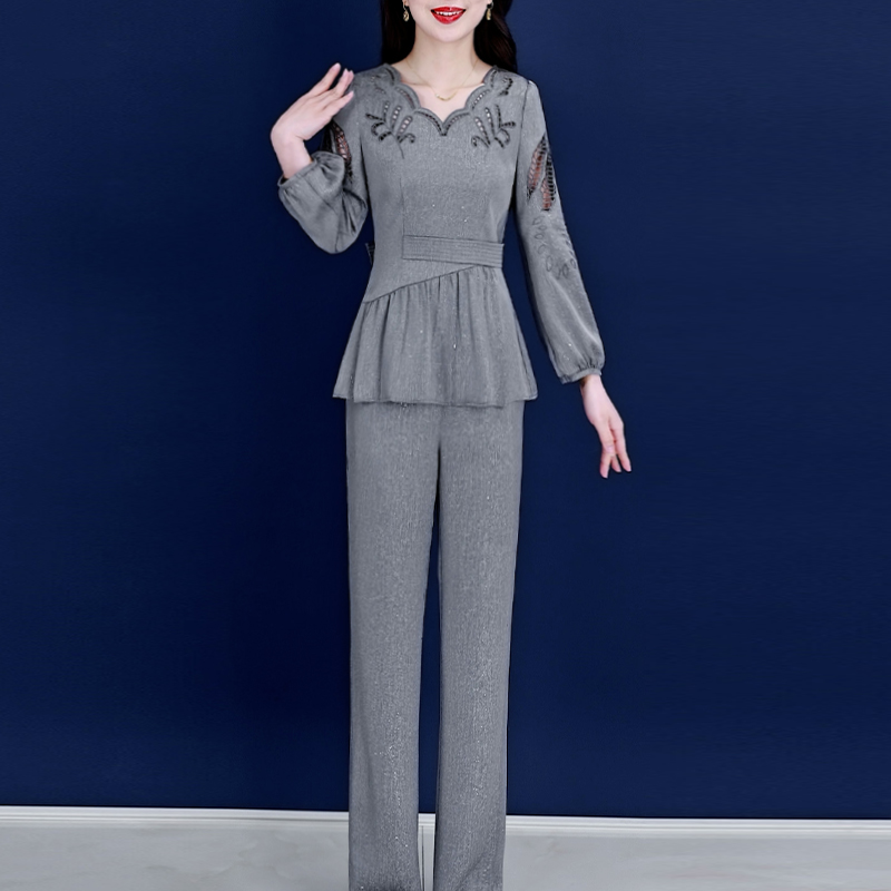 【两件套】24482梦晚春季优雅气质时尚大气休闲收腰显瘦套裤-XZY