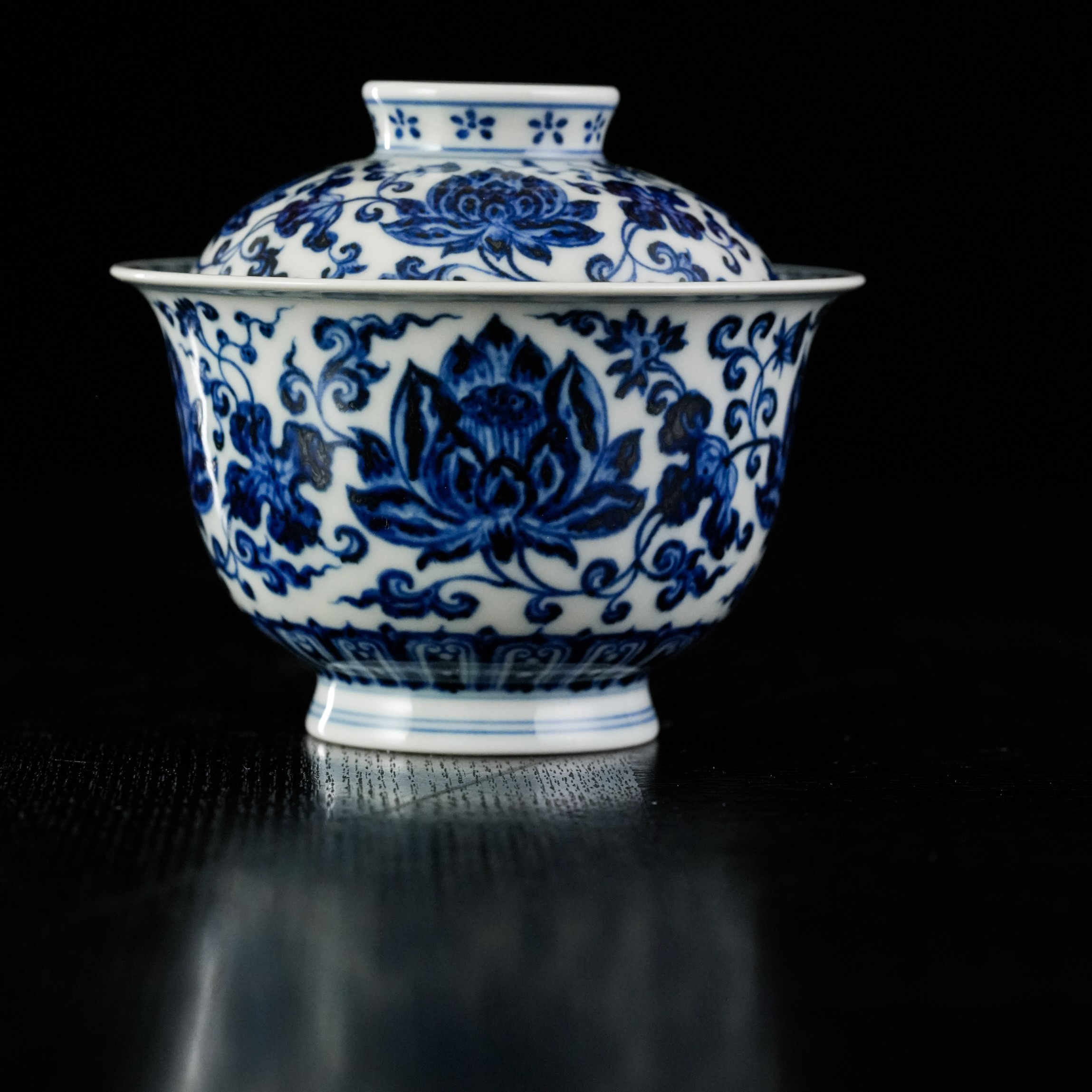 【十二月新品】舜瓷天工一品|荷花盏缠枝莲花盖碗